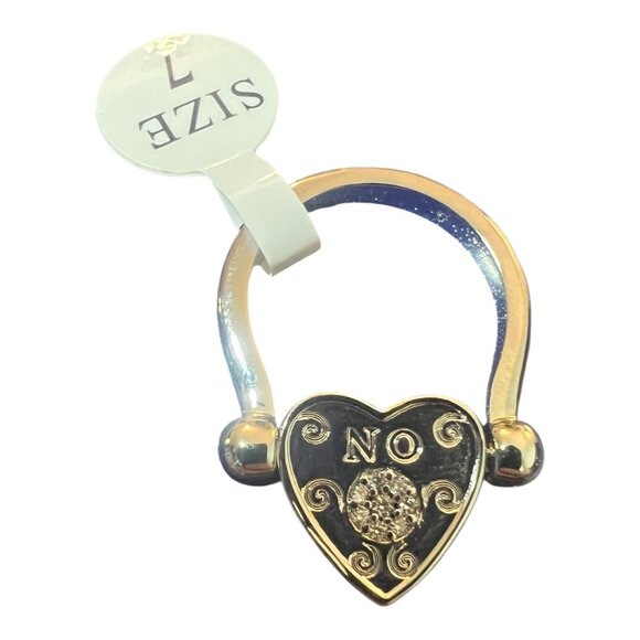 Fragrant Jewel Silver Tone Heart Shaped YES/NO Ring Sz 7 Rhinestone Accent NEW - Picture 6 of 6